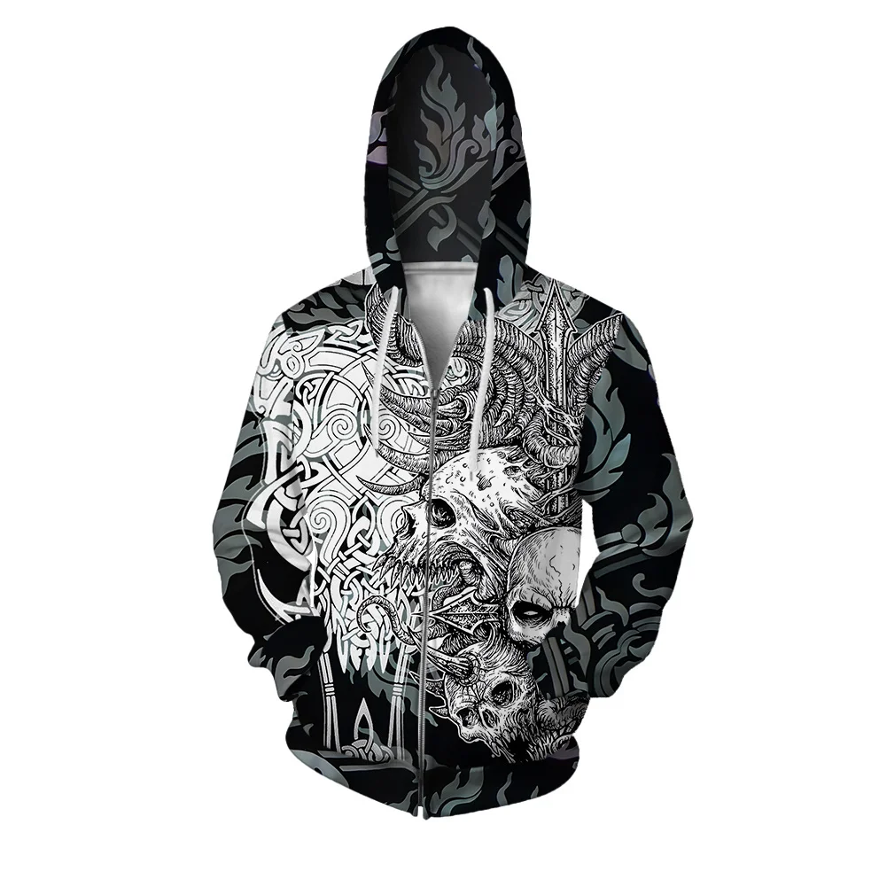 thumbnail image 1 of Sudadera con capucha para hombre de otoño, ropa gótica para hombre, sudaderas con capucha estilo hip hop con cremallera, sudadera con capucha con estampado de monstruo para hombre, ropa Y2k, 1 of 5