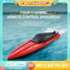 2.4G RC High-speed Speedboat 10KM/H 4CH Remote Control Boat Dual Motor Long Battery Outdoor Water Race Game Kids Toys Boys Gift 2