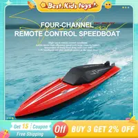 2.4G RC High-speed Speedboat 10KM/H 4CH Remote Control Boat Dual Motor Long Battery Outdoor Water Race Game Kids Toys Boys Gift 2