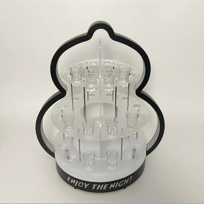 

2023 New coming ! glass holder tree Cocktail Glass Display Stand LED Rechargeable Shot Glass Tray Wine Rack Holder for bar