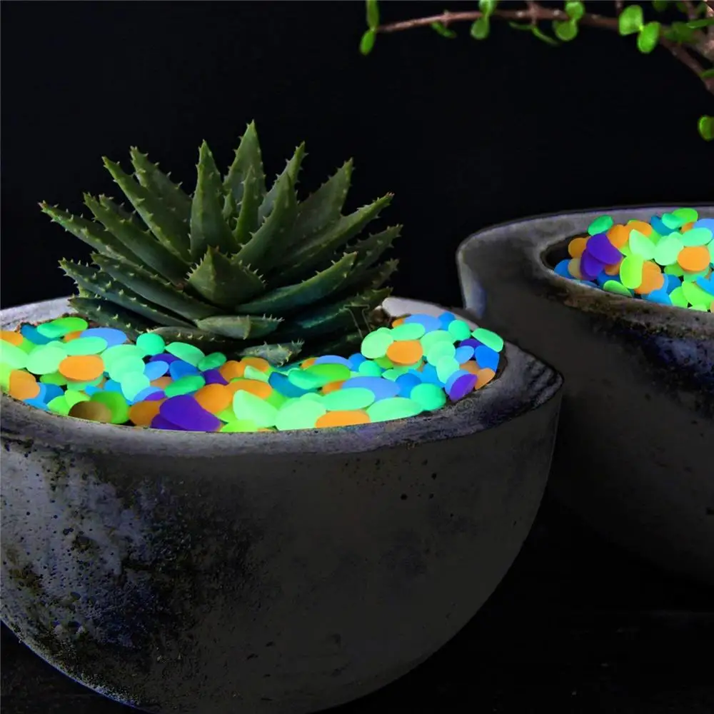 

200pcs Garden Glow In The Dark Luminous Pebbles for Walkways Plants Aquarium Decor Glow Stones Garden Decoration