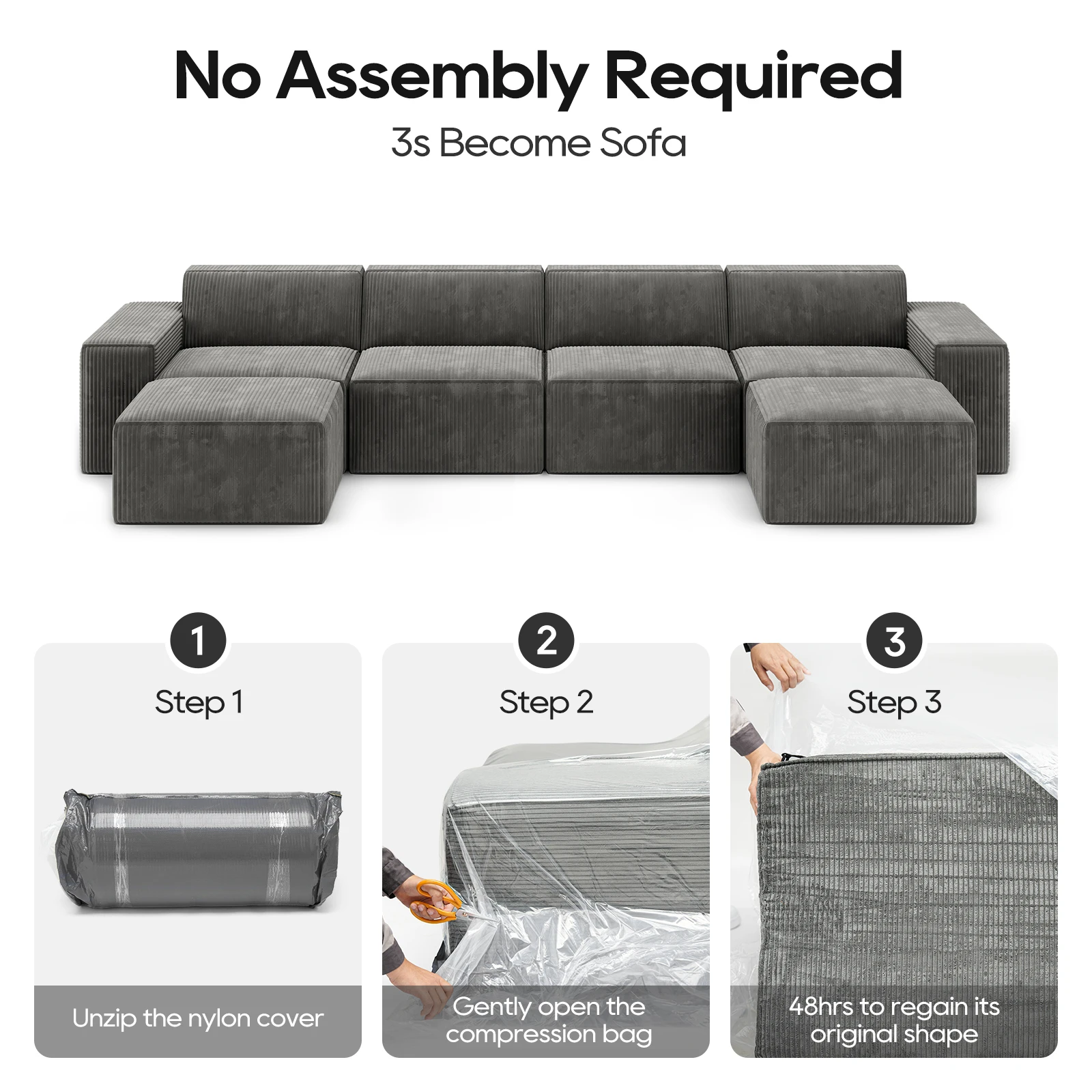 Modular Sectional Sofa Reading Module Floor Sofa Straight Comfort Couches for Living Room