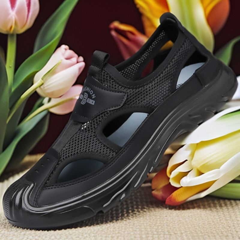 Mesh Hole Shoes Outdoor Non-slip Lightweight Sports Casual Beach Shoes Summer Breathable Men's Bag Head Sandals