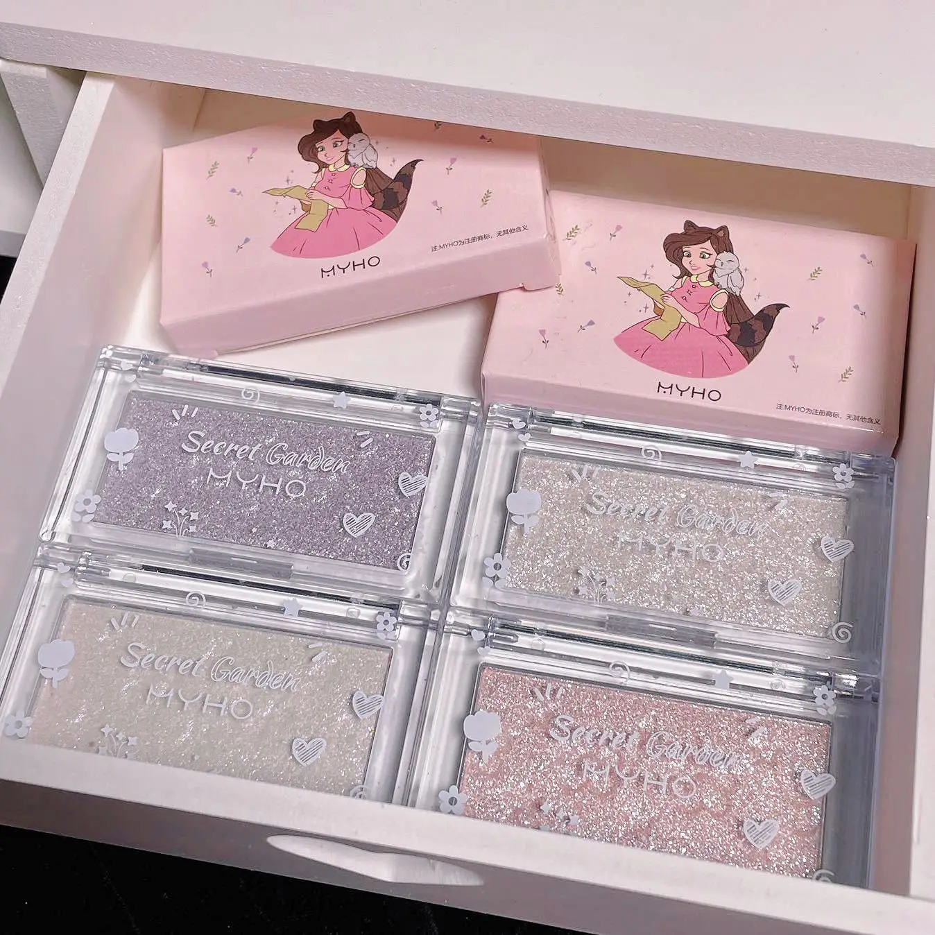 Face Highlighter Powder Blush Contouring Plate Brightening Glitter Pearl Three-Dimensional