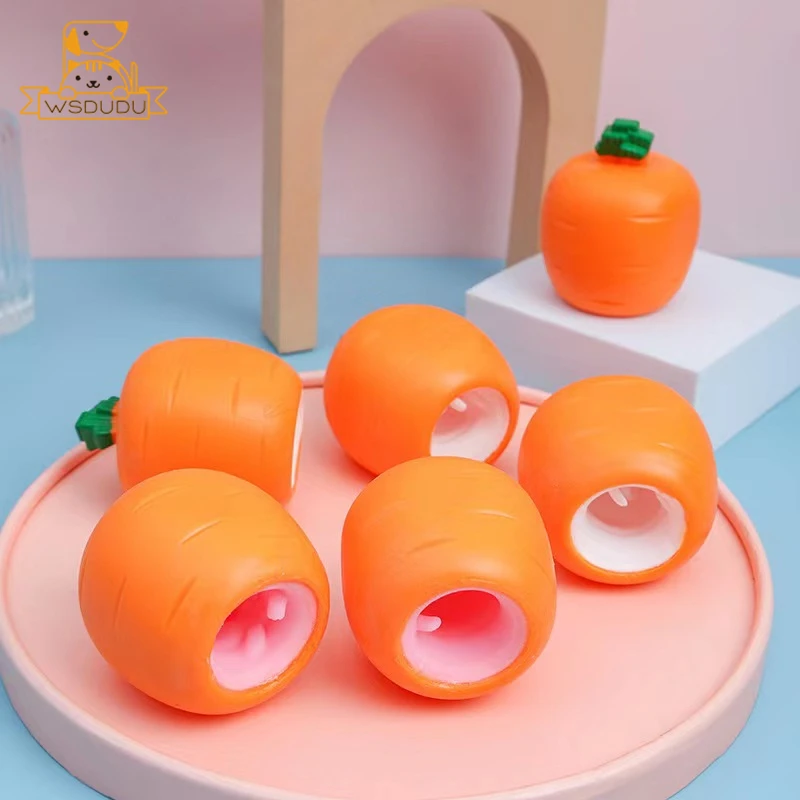 3 PCS Set Squeeze Toys Squishes Carrot Rabbit Fidget Toys Pop Up Squishy  Rabbit in Carrot Stress Relief for Kids & Adult Tricky Funny Novelty Toy