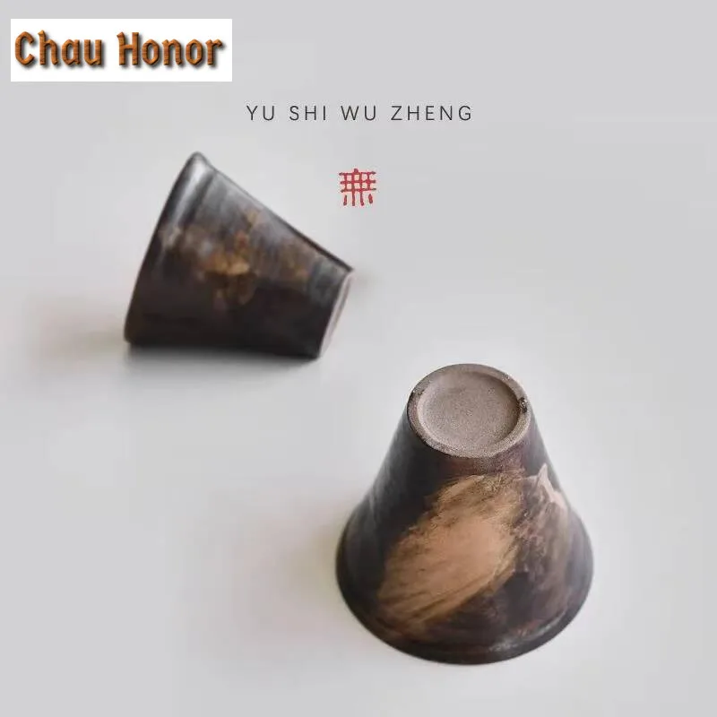 2/3pc Japanese Wabi-sabi Stoneware Tea Cup Brushed Glazed Small Teacups Hand-made Powder Yin White Wine Cup Kung Fu Tea Set 30ml