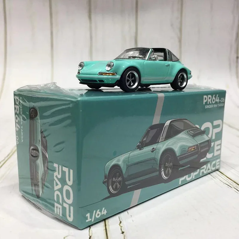 

Модель автомобиля Pop Race 1:64 Singer 911 964, Тарга родстер из сплава, литой под давлением автомобиль-синий