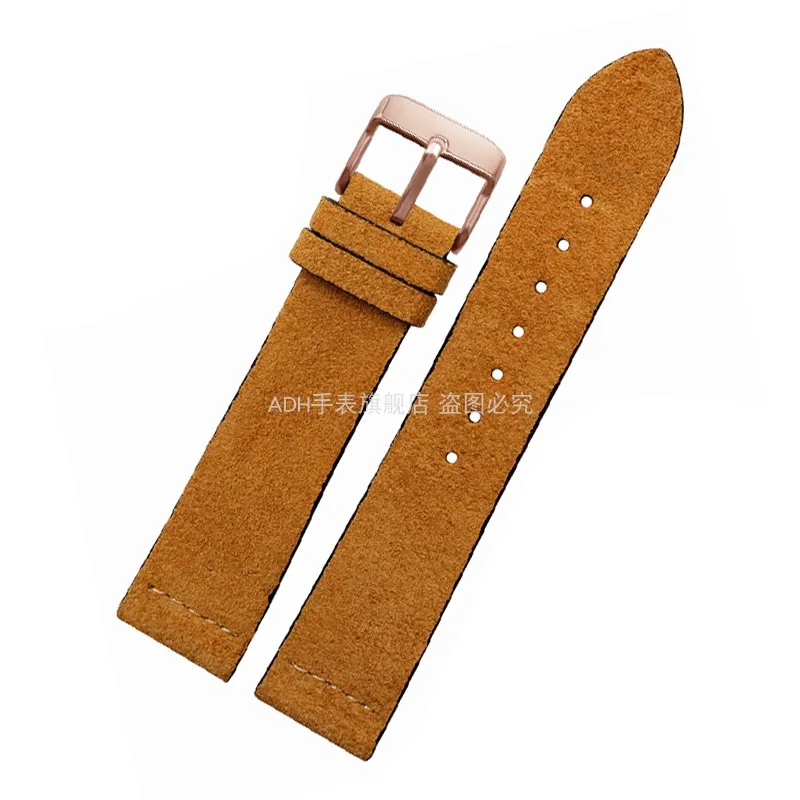 Vintage Frosted Leather Watch Strap with Suede Soft Bracelet - 20mm