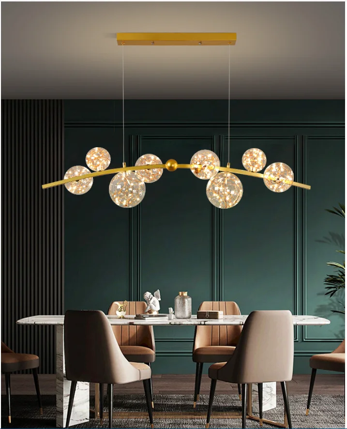 Description Picture 5 of itemModen Nordic Creative Star Chandelier Iron Glass ball Pendant Lamp Restaurant Bedroom Living room Indoor Decor Hotel Lighting