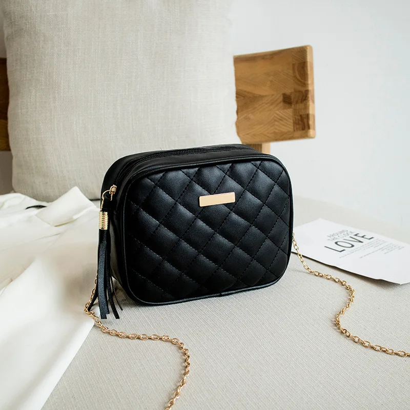 2021 Tassel Small Messenger Bag For Women Trend Lingge Embroidery Camera Female Shoulder Bag Fashion Chain Ladies Crossbody Bags 