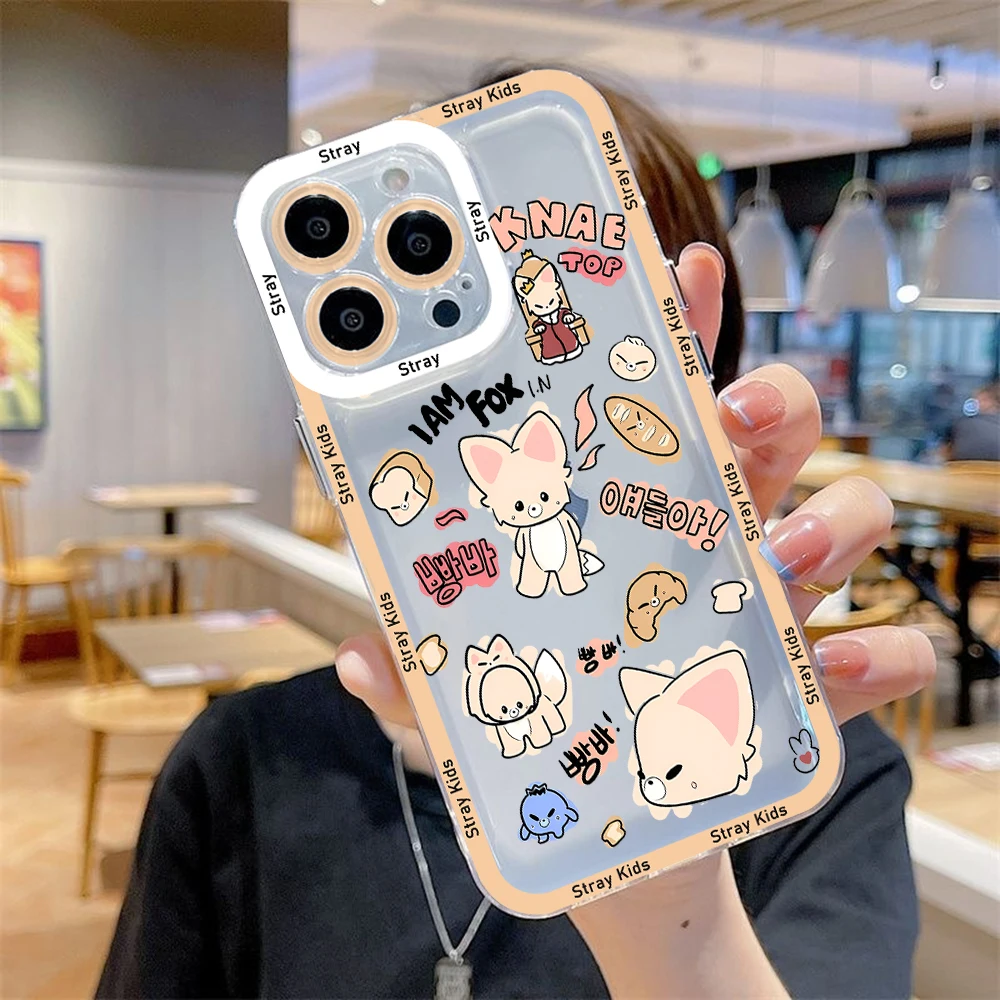 Funda de teléfono para iPhone 15 14 13 12 11 Mini Pro Max X XR XSMax 6S 6 7 8 Plus SE20 s-tray cubierta transparente de dibujos animados para niños