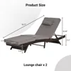 Outdoor Wicker Long Reclining Chair Set of 2 ,Chairs Recliner Up To 150° Beach Poolside Garden, Wicker Reclining Lounge Chair 4