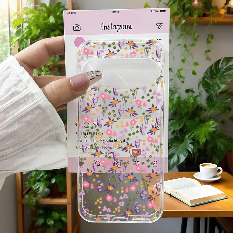 Little Fresh Pink Flowers Transparent Phone Case