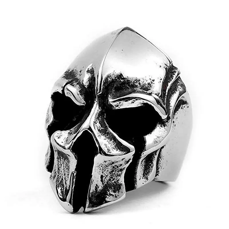 Spartan Warrior Helmet Skull Ring Anello Da Uomo In Acciaio Inossidabile Con Maschera Spartana