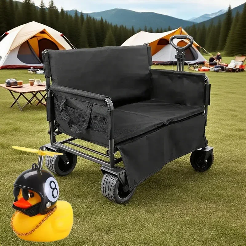 Multifunctional Camping Wagon, Transforms into Sofa Seat, Foldable Outdoor Gear Hauler for Picnics & Trips Accessories