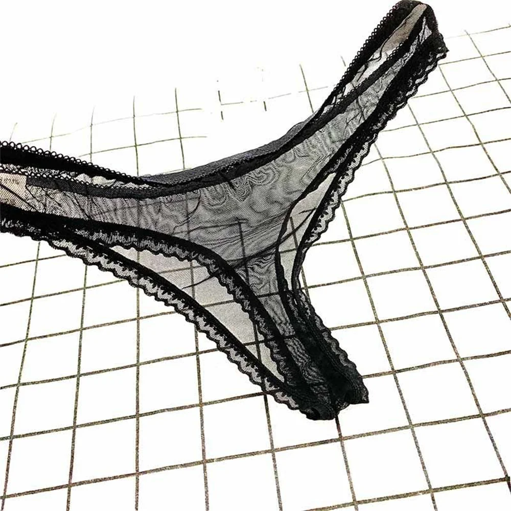 Thong for Women 3PCS Ruffles Lace Perspective Underwear Low Waist G-string Panty lace panties female underwear women panties womens underwear