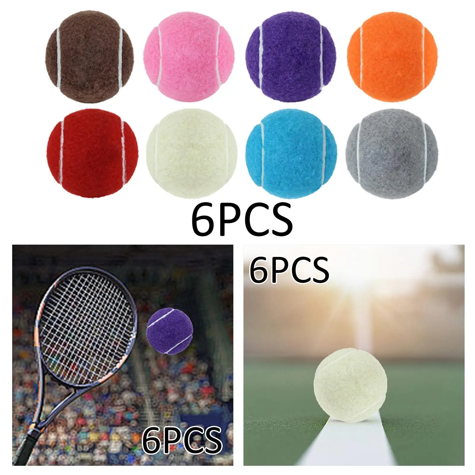 6Pcs Tennis Balls Training Balls Practicing for Beginner Training 6.4cm Diameter for Sports Outdoor Entertainment