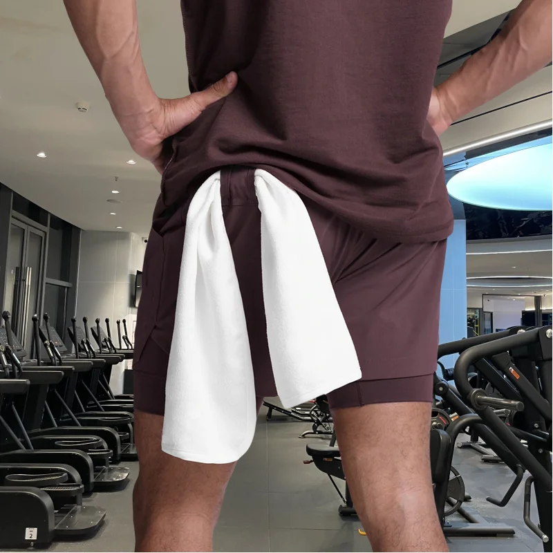 2025 NEW men's sports shorts 2 in 1 Running shorts men's double layer breathable fitness bodybuilding training Jogging Shorts 6
