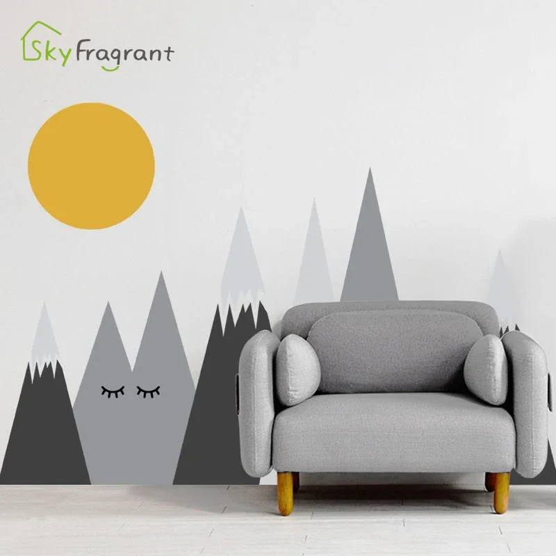 Cartoon Mountains Wall Sticker Kids Room Decoration Bedroom Decor Living Room Wall Decor Home House Decoration Stickers