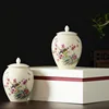 Exquisite Flower and Bird Storage Jar with Lid Ceramic Striped Candy Miscellaneous Grains Sealed Jar Kitchen Storage Container 5