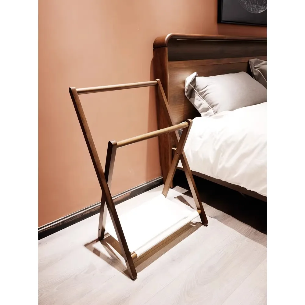 

Bedhead clothes rack, floor to floor folding small solid wood bedroom, sleeping at night, temporary clothing and pants storage,