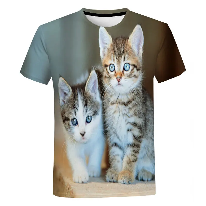 

2023 New Cat 3D T-shirt Funny Unisex Shirt T-shirt Summer Casual Harajuku O Neck Shirt Short Sleeve