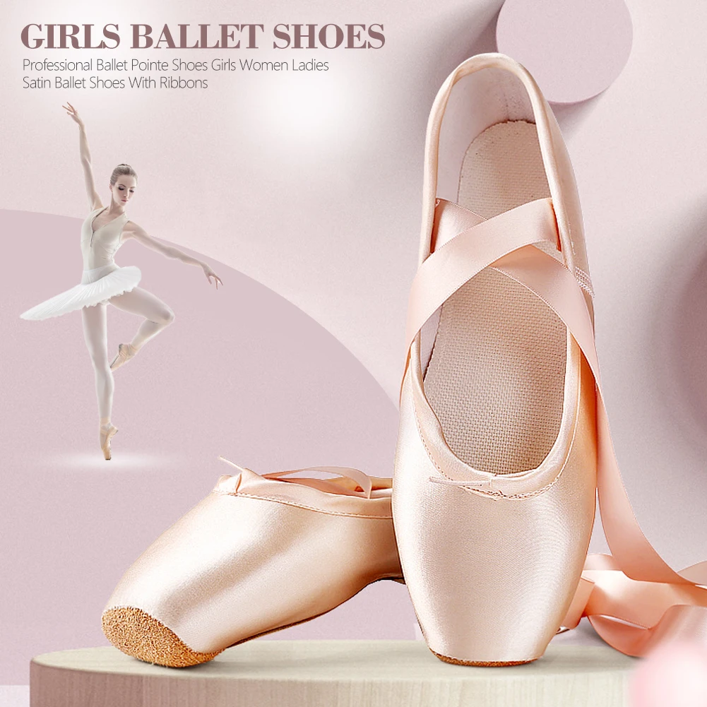 Professional Ballet Pointe Shoes Girls Ladies Ribbon Ballet Shoes