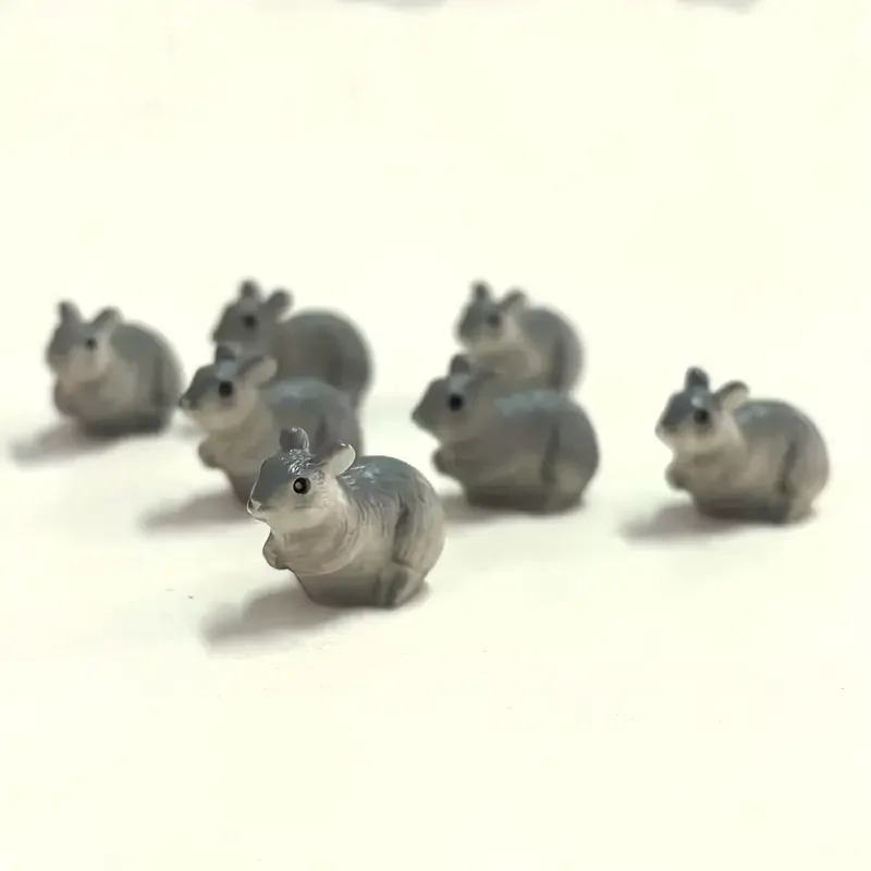 5/10 Pcs 미니 미니어처 회색 마우스 수지 인형, 요정 정원 액세서리, 마이크로 풍경 DIY 공예 홈 인테리어