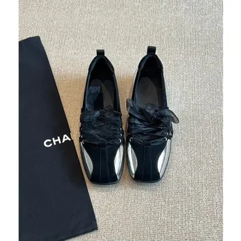 Hot Selling 2025 Ballet Flat Shoes Women's Spring Autumn New Style Low Heel Microfiber Upgraded EVA Insole Rubber Bottom Trendy 1