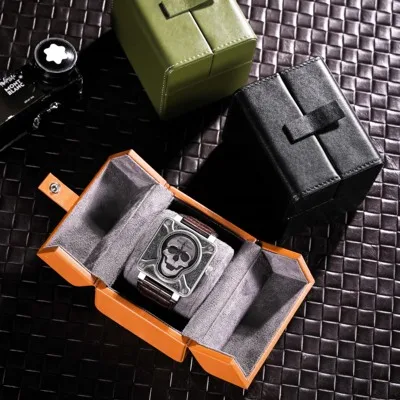 

High Quality Portable Watch Storage Box Creative Double Open Cover Design Leather Single Portable Travel Watch Collection Bag