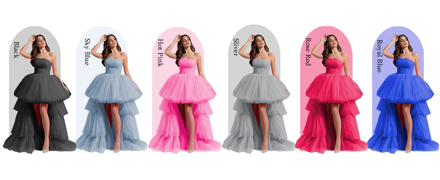 Heiße Farben des High Low Layered Tüll Partykleides