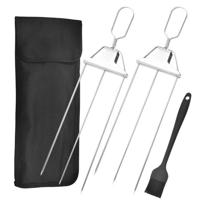 

Three-headed BBQ Skewers Metal Grilling Skewer Stainless Steel Metal Fork