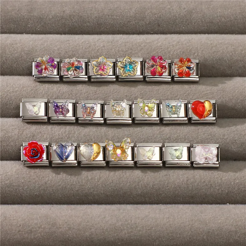 Butterfly Heart Bracelet Stainless Steel Link DIY Jewelry Accessories