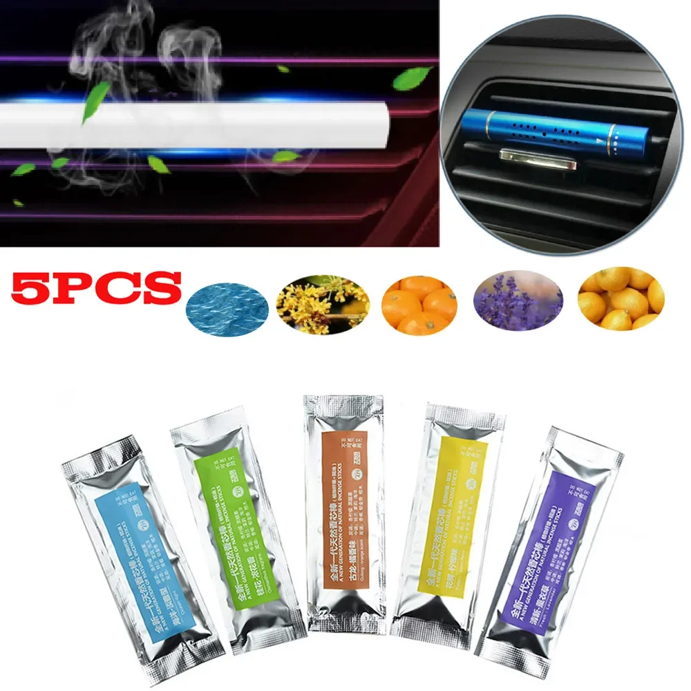 Car Air Vent Freshener Perfume Fragrances Refills- 5 Aroma Sticks Replacement Aromatherapy Perfume Fragrance Flavoring Sticks