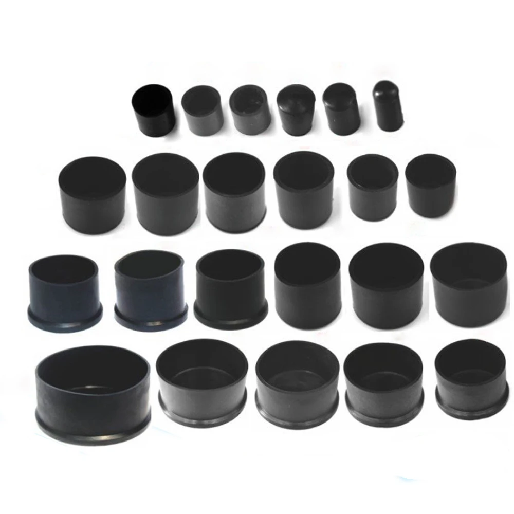 Round Chair Table Feet Tube Cover 6mm~63mm Pipe Tubing End Cover PVC Soft Rubber Caps For Furniture Legs Protectors pipe end cap rubber caps table foot pad floor protector caps table leg tips