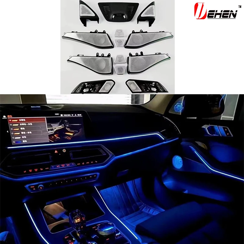 

For Car BMW X5 G05 X7 Speaker Front Rear Door Glow Tweeter Luminous Night Lighting Trim Subwoofer Audio Speakers Horn LED Cover