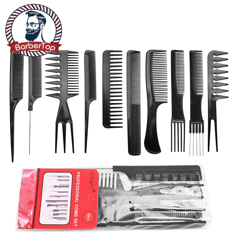 

10Pcs/ Set Barber Hairdressing Combs Hair Detangler Comb Anti-Static Haircare Hairstyling Tool Stylist Accessories
