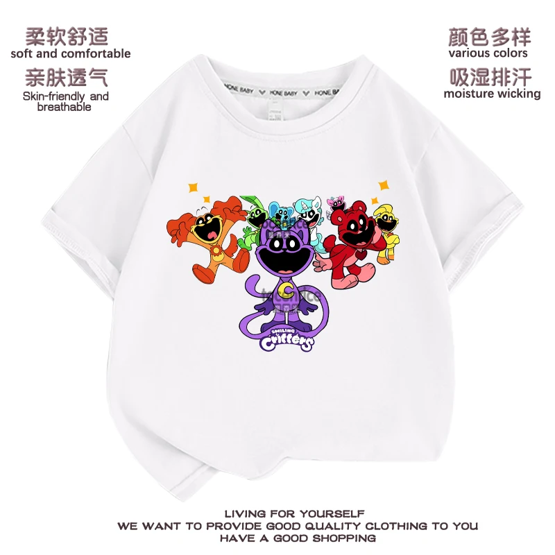 

Smiling Critters Catnap Children T-Shirts Game Tee Shirt Kid Cartoons Kawaii Casual Clothes Boy Girl Tops Short Sleeve Tops