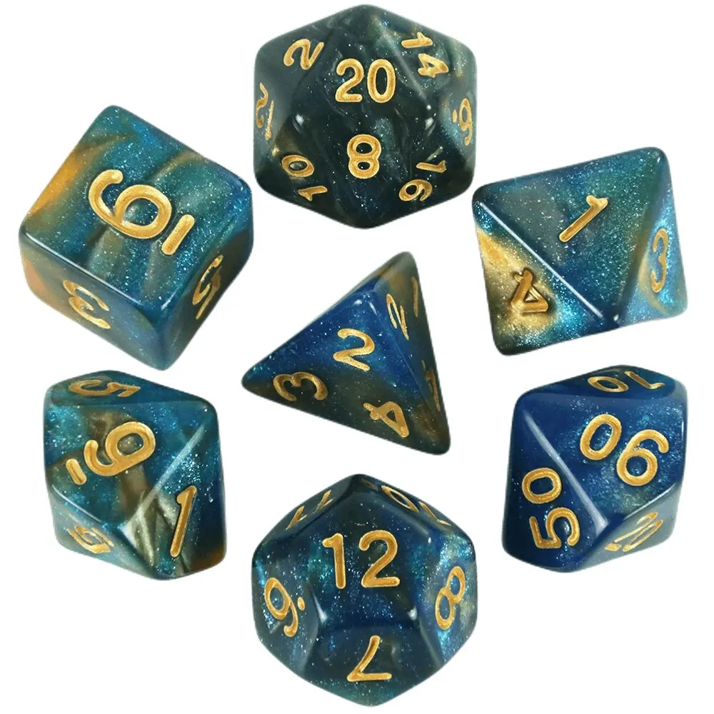 Dice Set Board Games Roll Dice Galaxy Theme Polyhedral Set Amazing Colourful Universe Effect For DND Accessories dice set