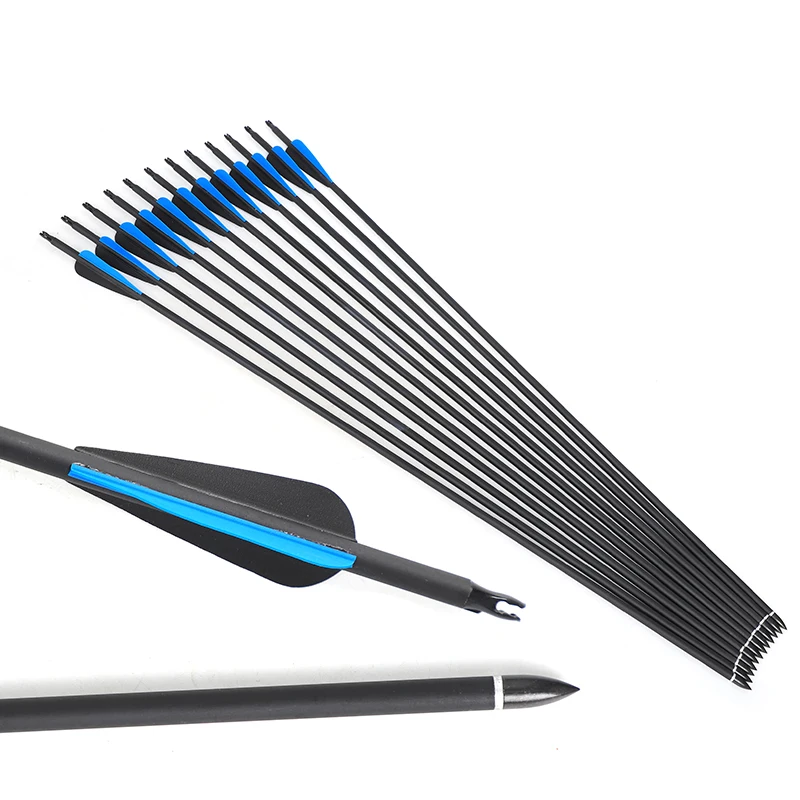 12pcs-30-inches-mixed-carbon-arrow-spine-500-for-40-60lbs-compound