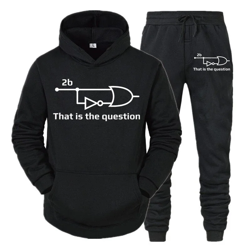 thumbnail image 1 of Conjuntos de otoño para hombre "Ingeniero eléctrico que es una pregunta" Sudadera con capucha divertida + Pantalones Trajes de 2 piezas Ropa deportiva de manga larga Pantalones de jogging, 1 of 4