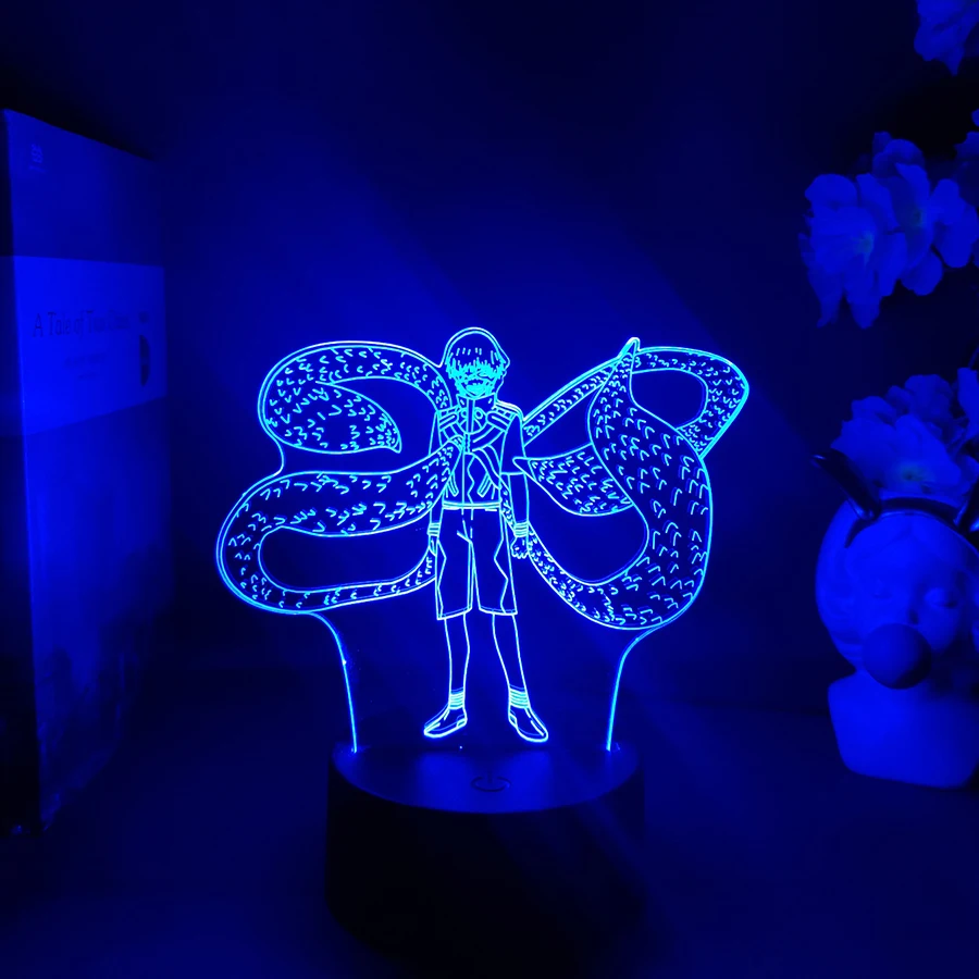 

Японское аниме канеки Кен Токийский Гуль мужской крутой фигурка манга 3D Детский ночсветильник для друзей украшение для детской спальни Светодиодная настольная лампа