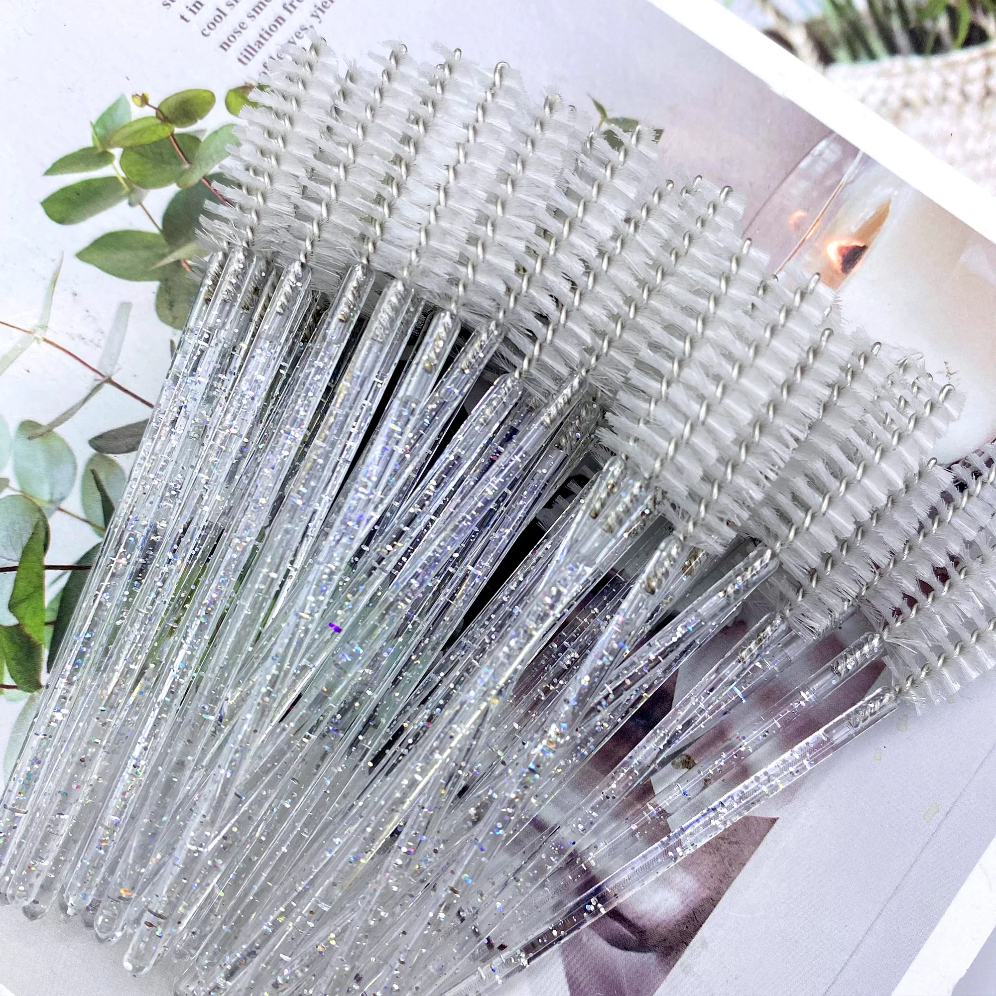 50Pcs Makeup Brushes Disposable Crystal Eyebrow Brush Diamond Handle Mascara thumbnail 6