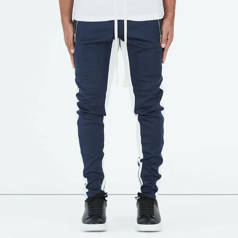 Men's Fitness Casual Running Trousers Zipper Cuff Cotton Summer Sports Pants Comfortable Breathable Streetwear Long Pants