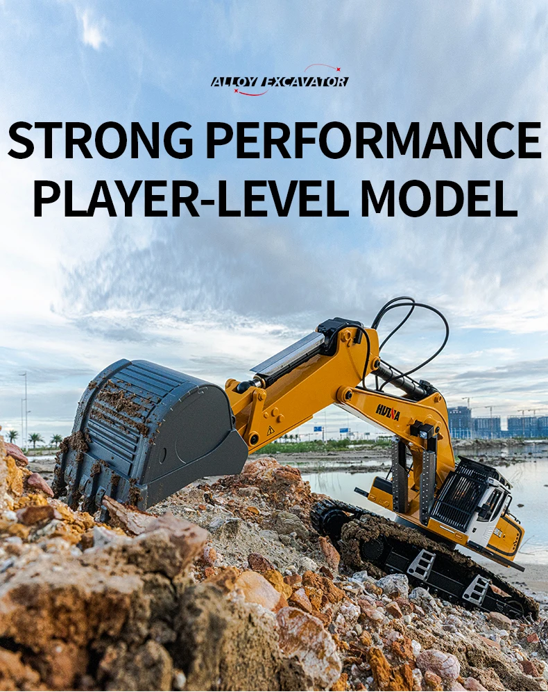 HUINA 1/14 RC All-metal Excavator 2.4GHZ 23CH Wireless Remote Control Multi-function Engineering Vehicle Model Boy Toys Gifts 3