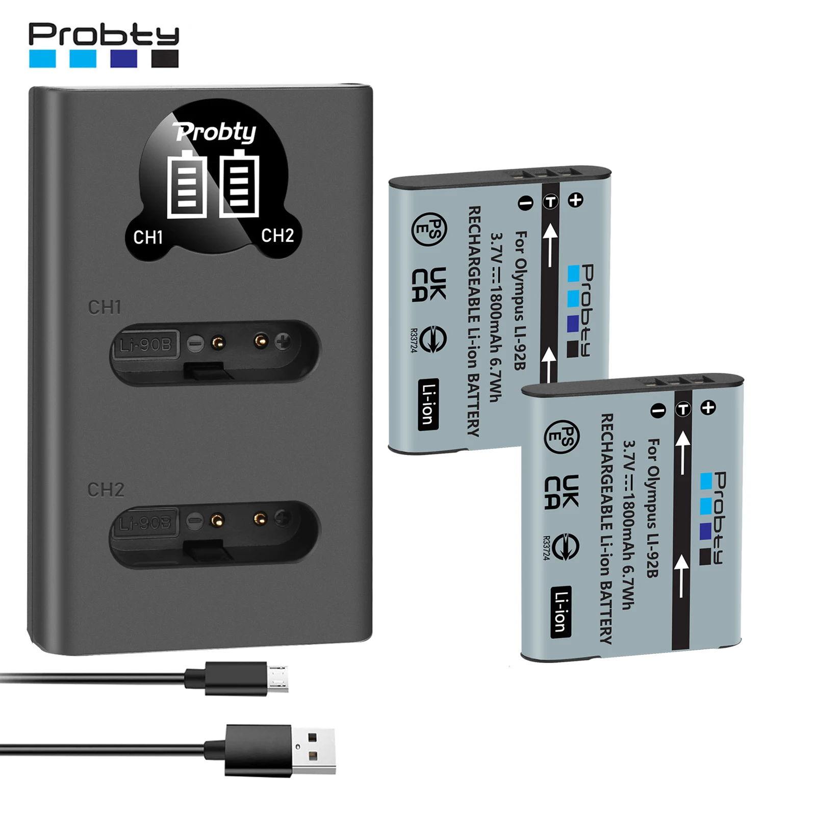 Li-90B Li-92B Batterie E Caricabatterie Per Olympus Tough Tg-6, Tg-5, Tg-Tracker, Sh-1, Sh-2, Sp-100 Ihs, Resistente Tg-1 Ihs, Tg-2 Ihs