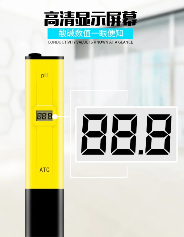 Portable ATC acidity meter detection for aquarium acid-base fish tank water quality with temperature compensation pH tester pen