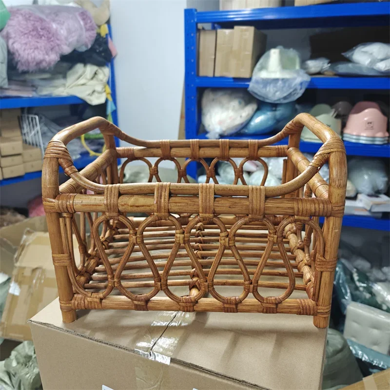 Baby Shoot Basket Newborn Photography Props Posing Bed Crib Boy Girl Photo Furniture Vintage Rattan Basket Backdrop Baby Chair