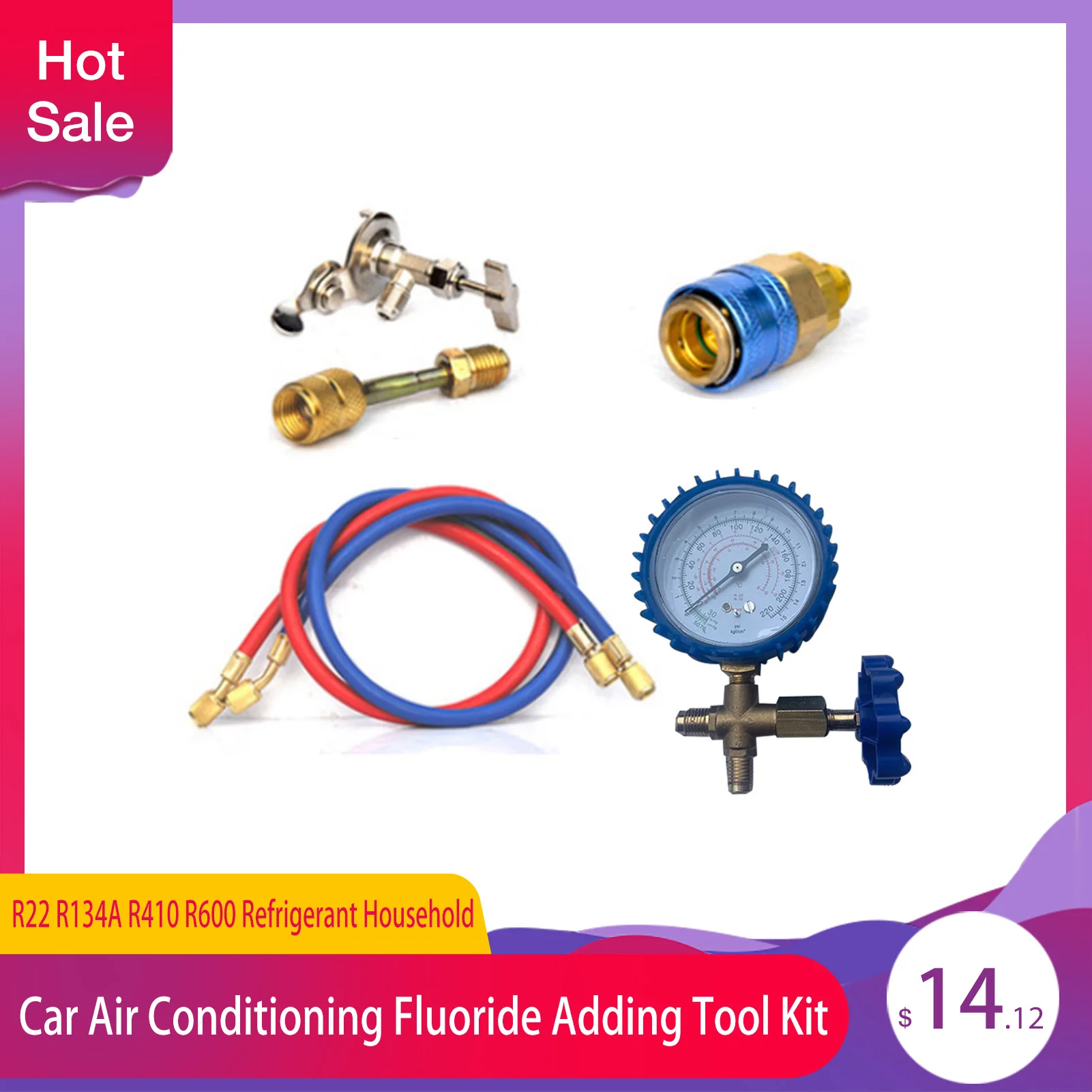 R22 R134A R410 R600 Refrigerante Per Uso Domestico Aria Condizionata Fluoruro Aggiunta Kit Di Strumenti Freon Misuratore Di Gas Freddo Comune