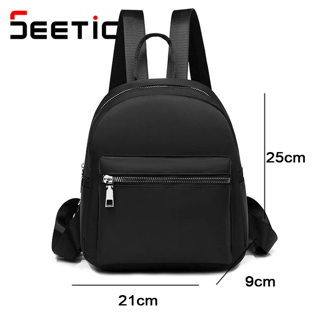 SEETIC Waterproof Oxford Backpack For Women Quality School Bags Female Solid Color Travel Small Bag Women Multi-Function Bag 6